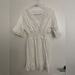 Lace-Detail Ruffle Hem Dress